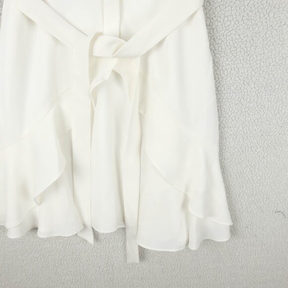 Shoshhanna Dress Womens 8 White Mini Shirt A Line Short Sleeve Flutter Summer - Picture 4 of 12